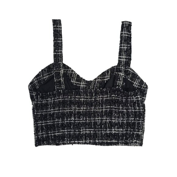 Jopra Women's Black and White Check Tweed Adjustable Strap Crop Top, Size M - Picture 2 of 7
